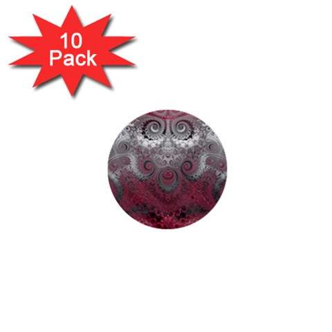 Black Pink Spirals and Swirls 1  Mini Buttons (10 pack)  from ArtsNow.com Front