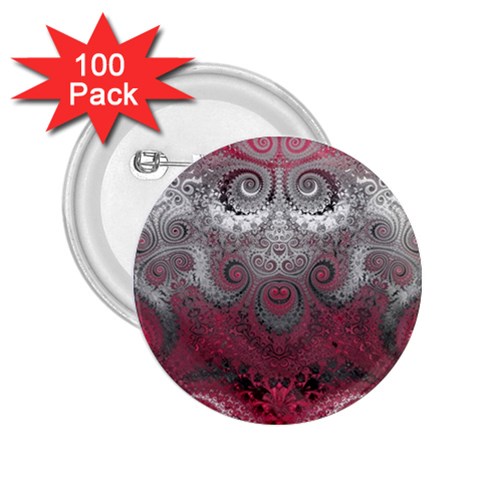 Black Pink Spirals and Swirls 2.25  Buttons (100 pack)  from ArtsNow.com Front