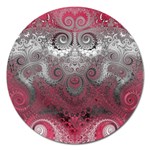 Black Pink Spirals and Swirls Magnet 5  (Round)