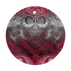 Black Pink Spirals and Swirls Round Ornament (Two Sides) from ArtsNow.com Front