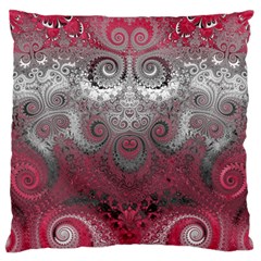 Black Pink Spirals and Swirls Large Flano Cushion Case (Two Sides) from ArtsNow.com Back