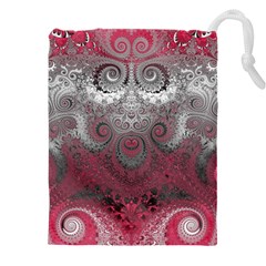 Black Pink Spirals and Swirls Drawstring Pouch (5XL) from ArtsNow.com Front