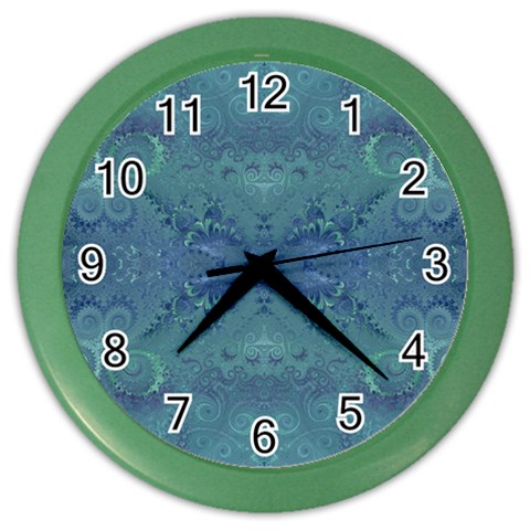 Teal Spirals and Swirls Color Wall Clock from ArtsNow.com Front