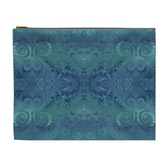 Teal Spirals and Swirls Cosmetic Bag (XL) from ArtsNow.com Front