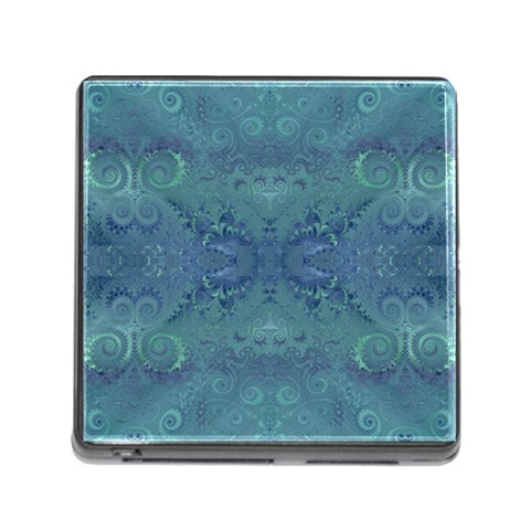 Teal Spirals and Swirls Memory Card Reader (Square 5 Slot) from ArtsNow.com Front