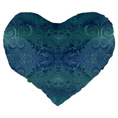 Teal Spirals and Swirls Large 19  Premium Heart Shape Cushions from ArtsNow.com Back