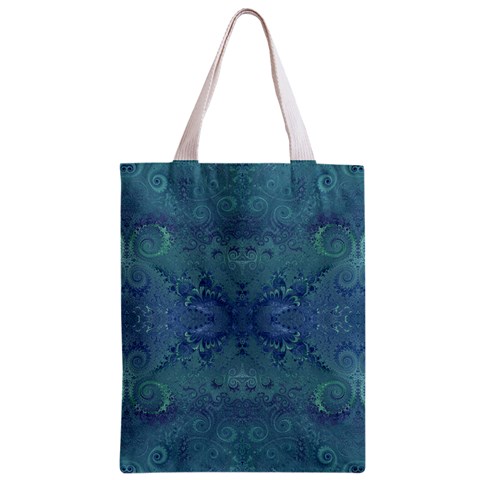 Teal Spirals and Swirls Zipper Classic Tote Bag from ArtsNow.com Front