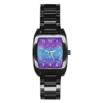 Purple Blue Swirls and Spirals Stainless Steel Barrel Watch