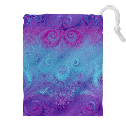 Purple Blue Swirls and Spirals Drawstring Pouch (4XL) from ArtsNow.com Front