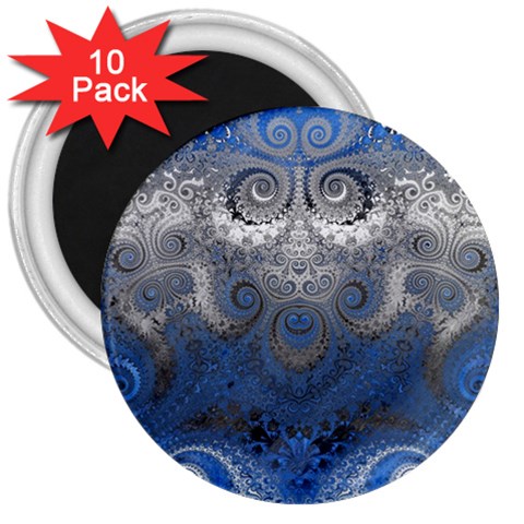 Blue Swirls and Spirals 3  Magnets (10 pack)  from ArtsNow.com Front