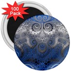 Blue Swirls and Spirals 3  Magnets (100 pack)