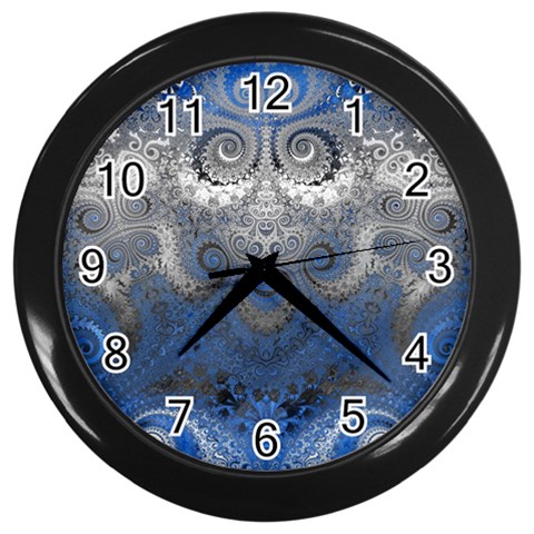 Blue Swirls and Spirals Wall Clock (Black) from ArtsNow.com Front