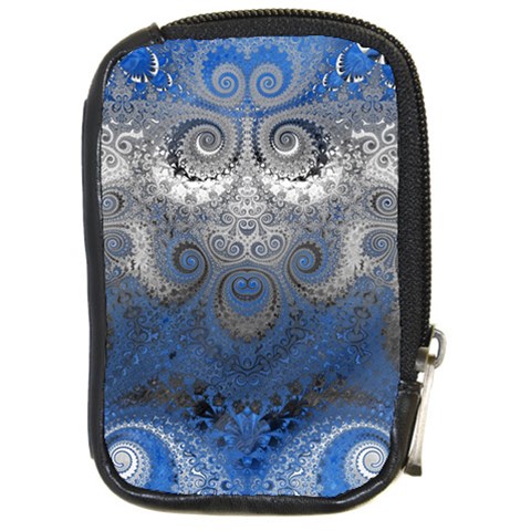 Blue Swirls and Spirals Compact Camera Leather Case from ArtsNow.com Front