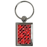 Abstract Red Black Checkered Key Chain (Rectangle)
