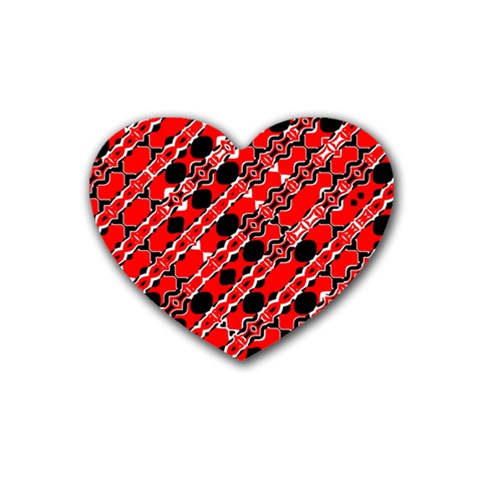 Abstract Red Black Checkered Rubber Coaster (Heart)  from ArtsNow.com Front
