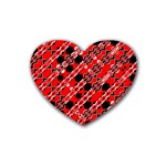 Abstract Red Black Checkered Heart Coaster (4 pack) 