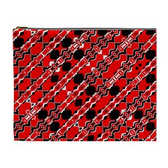 Abstract Red Black Checkered Cosmetic Bag (XL) from ArtsNow.com Front