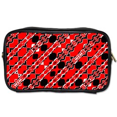 Abstract Red Black Checkered Toiletries Bag (Two Sides) from ArtsNow.com Front
