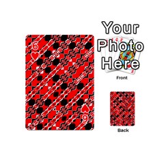 Abstract Red Black Checkered Playing Cards 54 Designs (Mini) from ArtsNow.com Front - Heart6