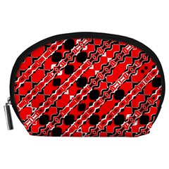 Abstract Red Black Checkered Accessory Pouch (Large) from ArtsNow.com Front