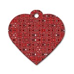 Abstract Red Black Checkered Dog Tag Heart (Two Sides)