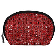 Abstract Red Black Checkered Accessory Pouch (Large) from ArtsNow.com Front