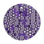 Purple Black Checkered Round Ornament (Two Sides)