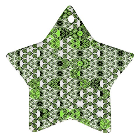 Black Lime Green Checkered Ornament (Star) from ArtsNow.com Front