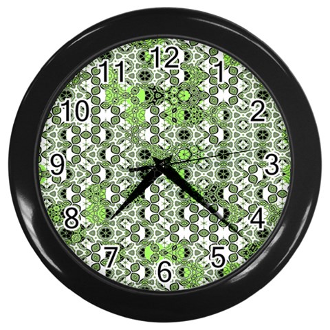 Black Lime Green Checkered Wall Clock (Black) from ArtsNow.com Front