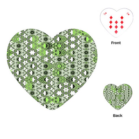 Black Lime Green Checkered Playing Cards Single Design (Heart) from ArtsNow.com Front