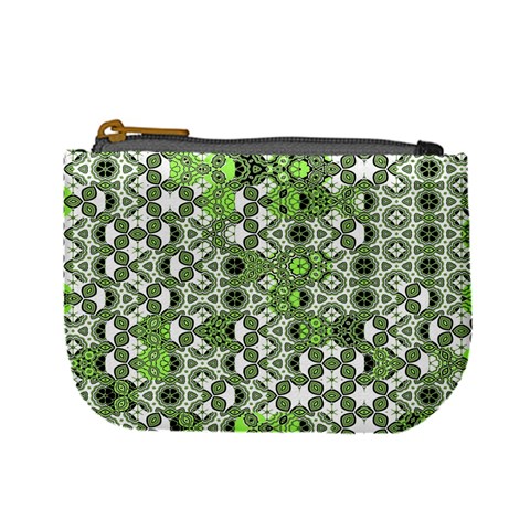 Black Lime Green Checkered Mini Coin Purse from ArtsNow.com Front