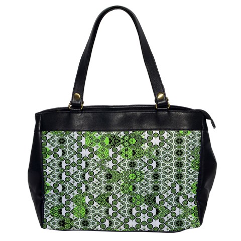 Black Lime Green Checkered Oversize Office Handbag from ArtsNow.com Front