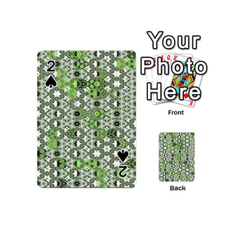 Black Lime Green Checkered Playing Cards 54 Designs (Mini) from ArtsNow.com Front - Spade2