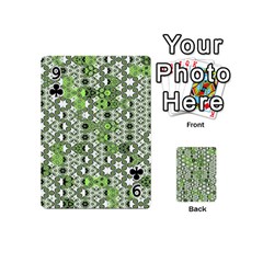 Black Lime Green Checkered Playing Cards 54 Designs (Mini) from ArtsNow.com Front - Club9