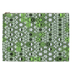 Black Lime Green Checkered Cosmetic Bag (XXL) from ArtsNow.com Front