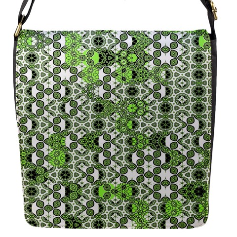 Black Lime Green Checkered Flap Closure Messenger Bag (S) from ArtsNow.com Front