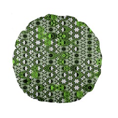 Black Lime Green Checkered Standard 15  Premium Flano Round Cushions from ArtsNow.com Front