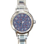 Abstract Checkered Pattern Round Italian Charm Watch