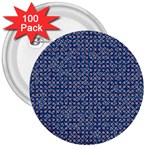 Artsy Blue Checkered 3  Buttons (100 pack) 