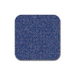 Artsy Blue Checkered Rubber Square Coaster (4 pack) 