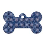 Artsy Blue Checkered Dog Tag Bone (One Side)