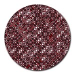 Abstract Red Black Checkered Round Mousepads