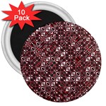 Abstract Red Black Checkered 3  Magnets (10 pack) 