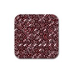 Abstract Red Black Checkered Rubber Square Coaster (4 pack) 