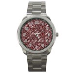 Abstract Red Black Checkered Sport Metal Watch