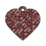 Abstract Red Black Checkered Dog Tag Heart (One Side)
