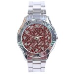 Abstract Red Black Checkered Stainless Steel Analogue Watch