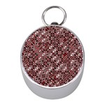 Abstract Red Black Checkered Mini Silver Compasses