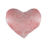 Pretty Pink Spirals Standard 16  Premium Flano Heart Shape Cushions