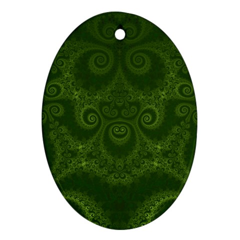 Forest Green Spirals Ornament (Oval) from ArtsNow.com Front